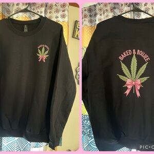Black 'Baked & Boujee' Sweatshirt with Pink Bow
